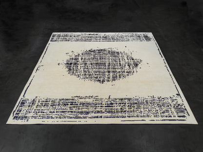Modern Handmade Wool And Silk Abstract Moroccan Rug With Full moon Design-id3
