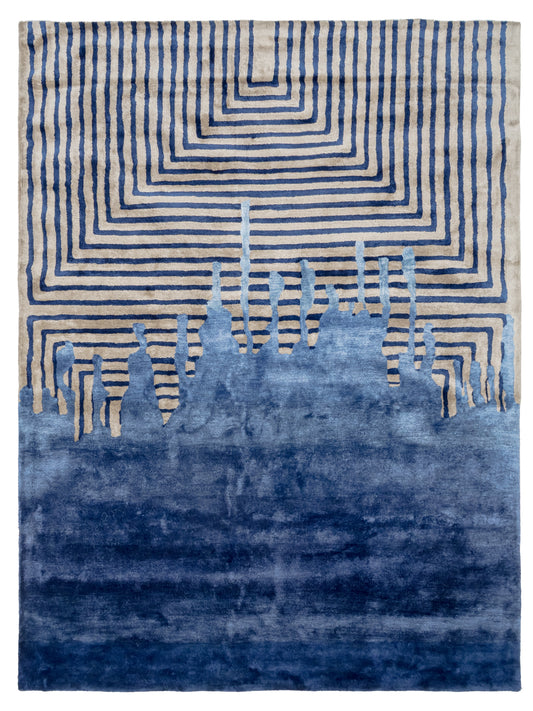 Blue Grey Modern Indian Rug