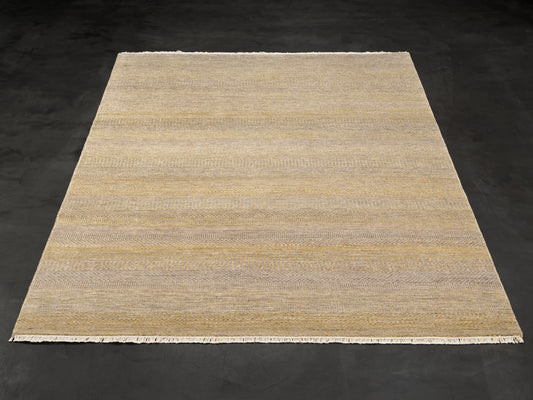 Grey Gold Modern Hand-knotted Indian Rug
