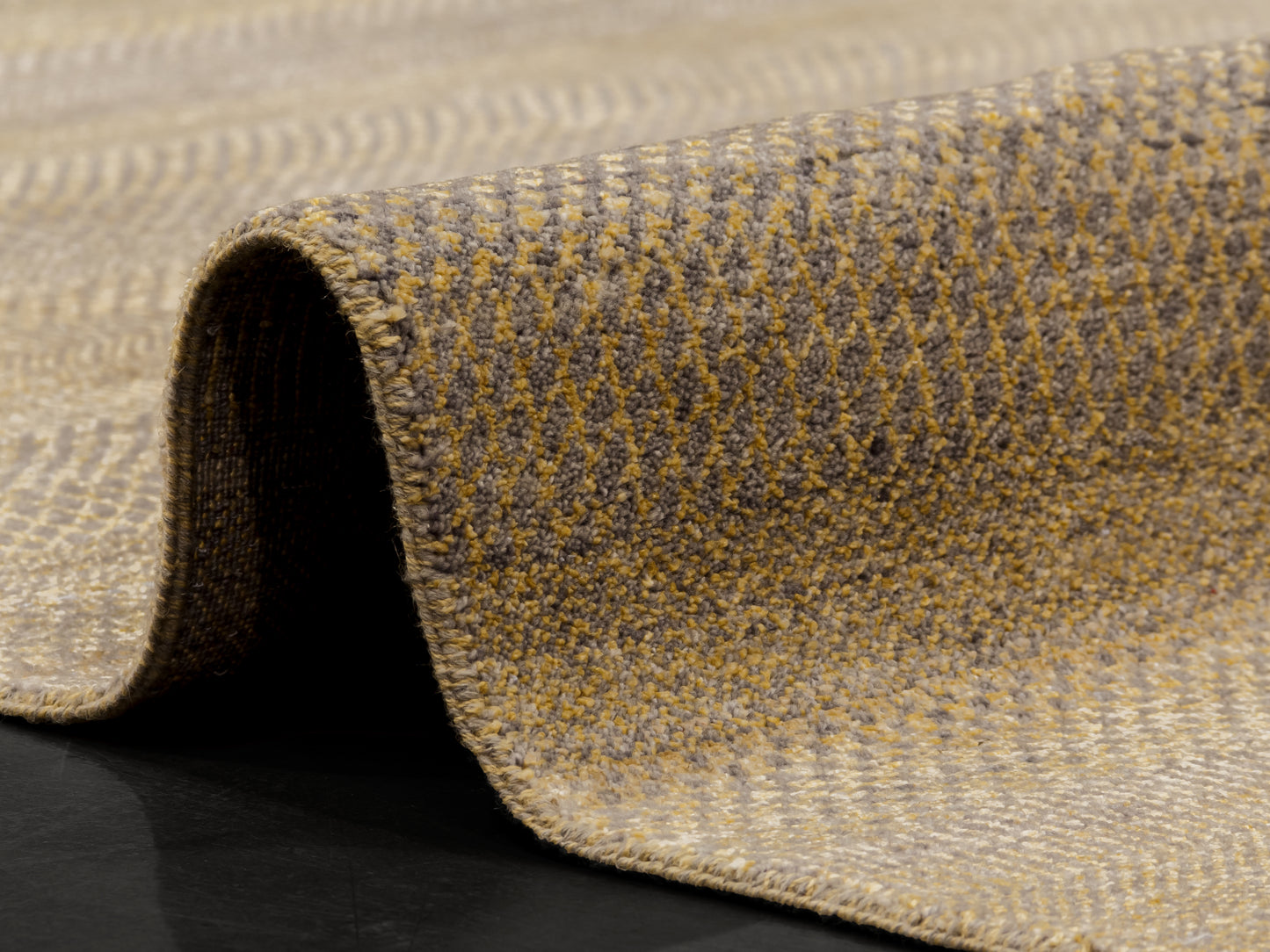 556 - Grey Gold Modern Hand-knotted Indian Rug