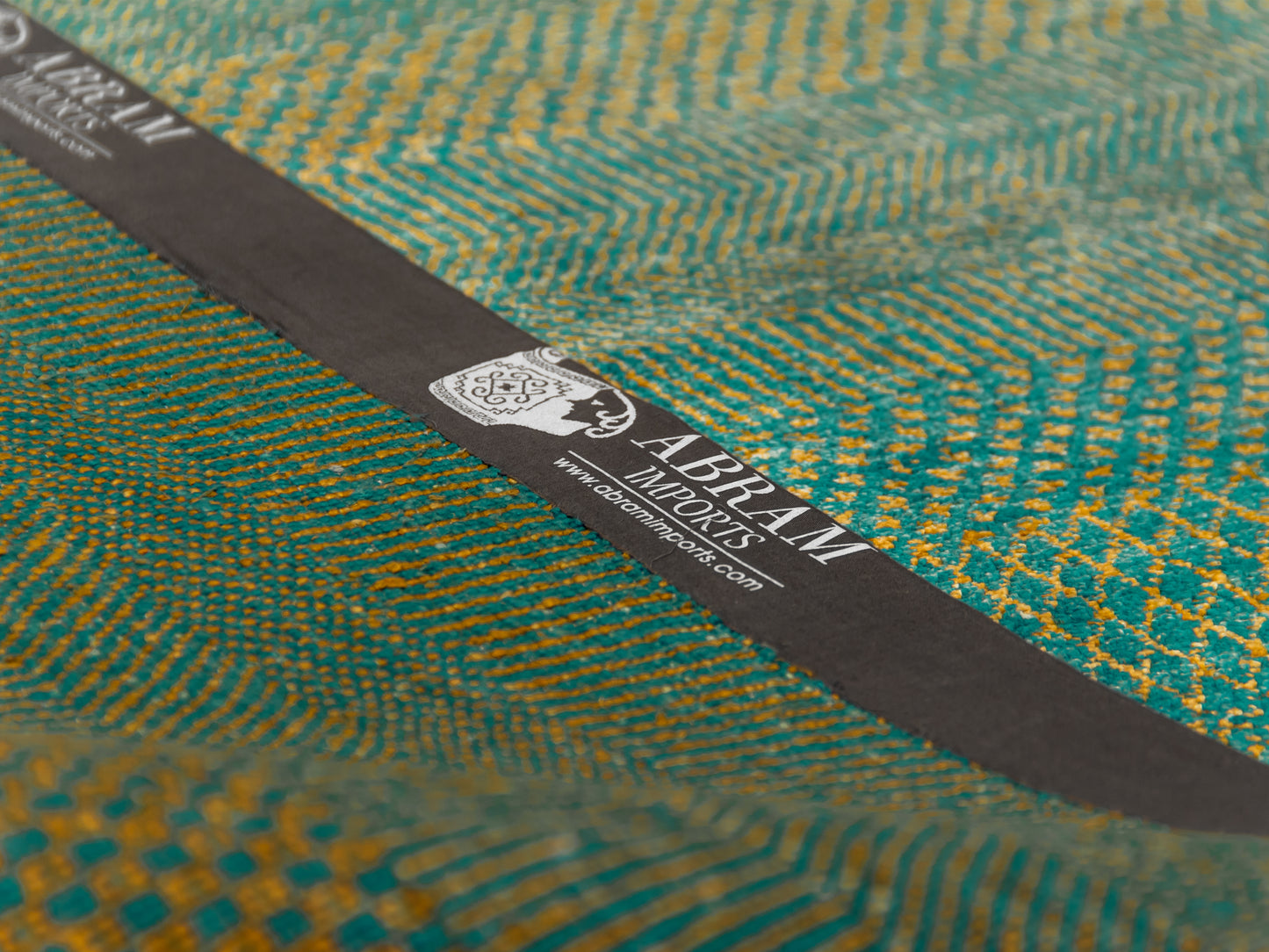 Modern Handmade Pure Pure Silk Rug Aqua Green/Yellow