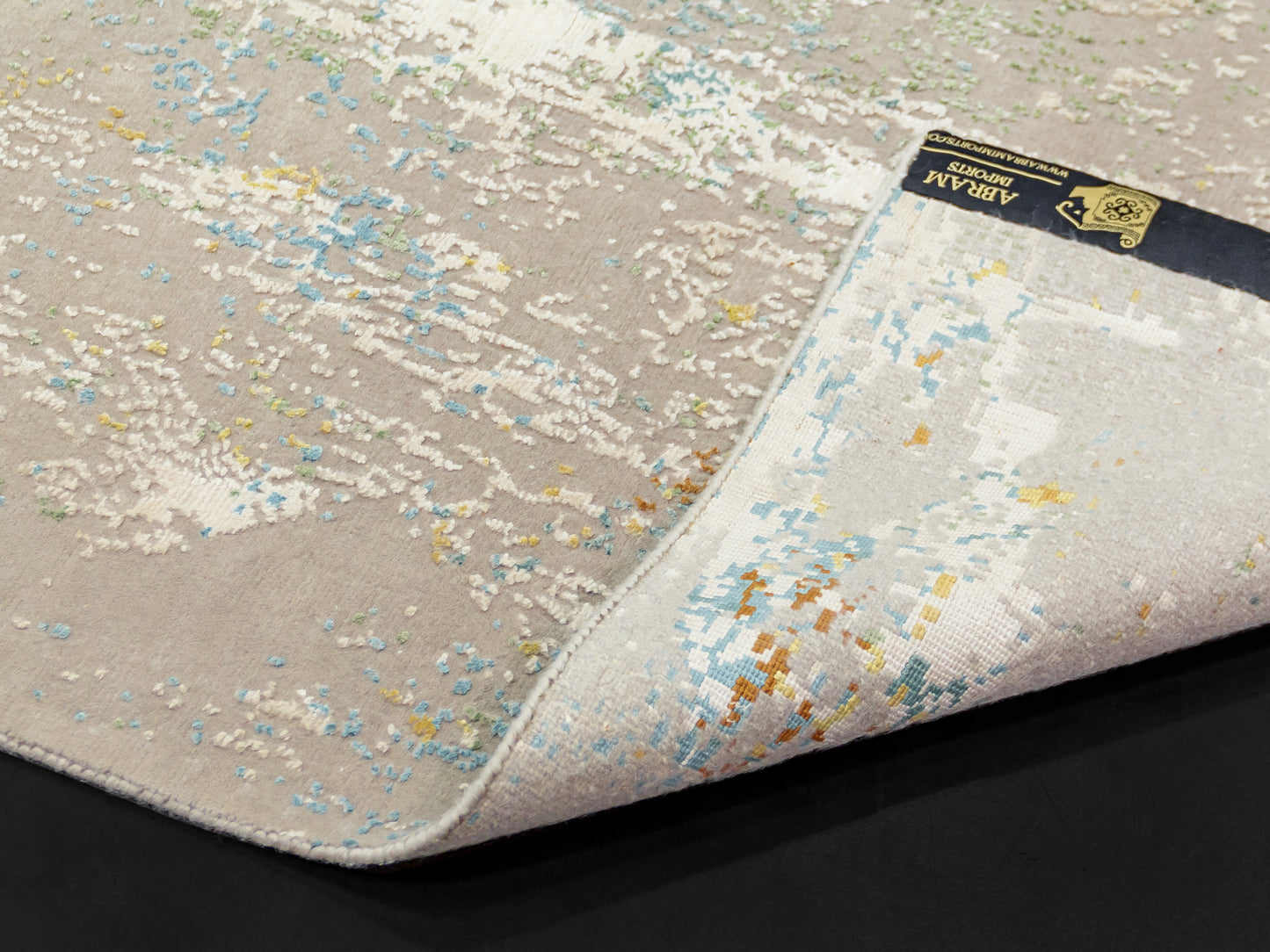 Modern Wool & Silk Oushak Design Rug Ivory gray/Blue/Green