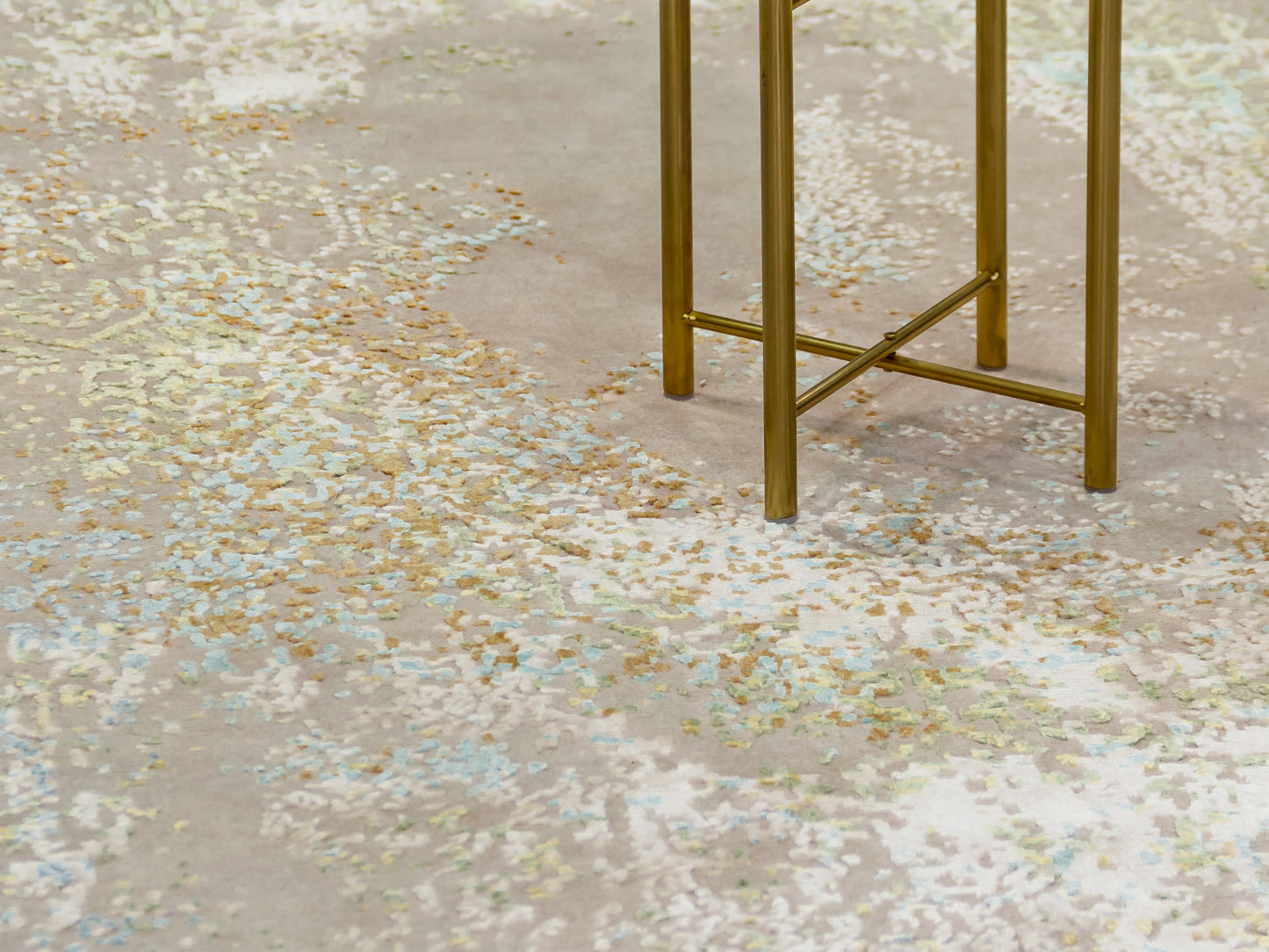 Modern Wool & Silk Oushak Design Rug Ivory gray/Blue/Green