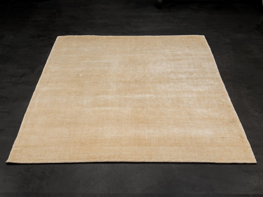 Modern Contemporary Gold Cream Silk Rug
