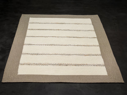 Indian Flat Woven Rug White Grey-id3
