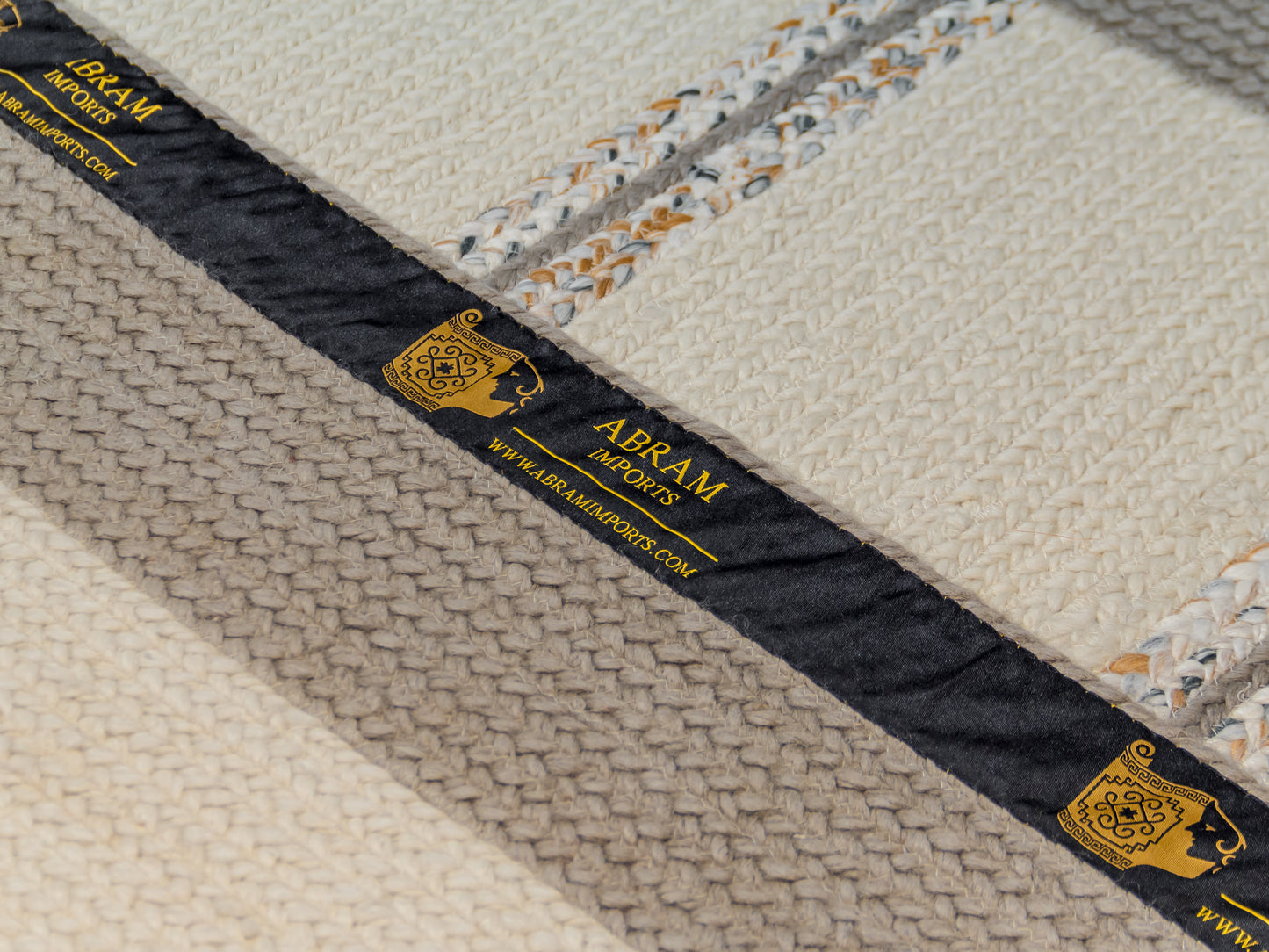 993 - Indian Flat Woven Rug White Grey