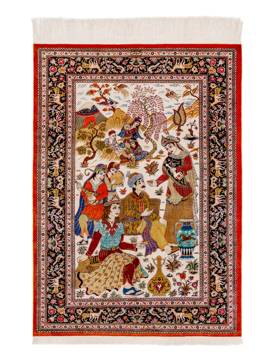 Traditional Persian Antique Kashan Handmade Silk Rug featured #6158490730666 