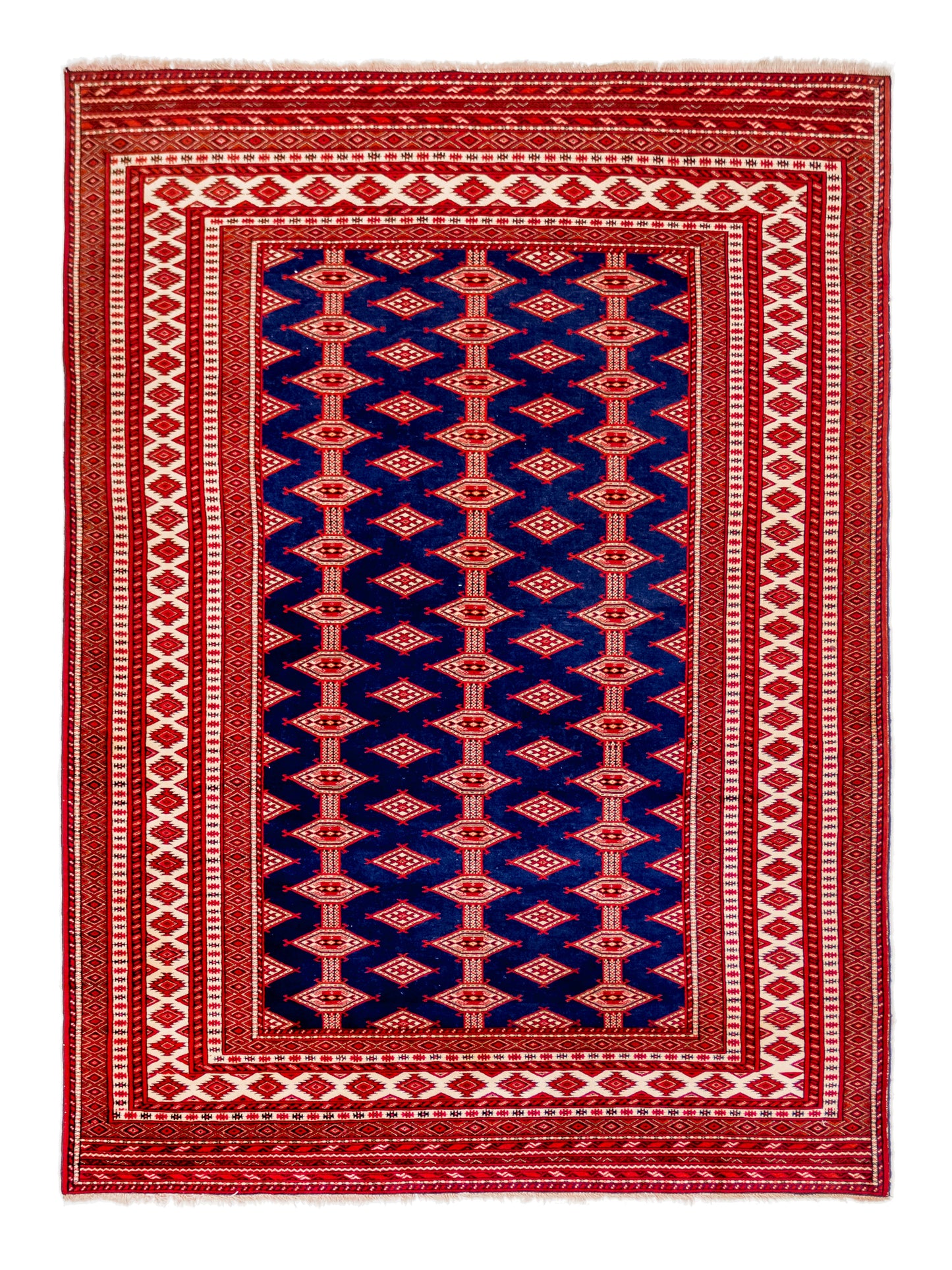 Persian Bokhara Hand-Knotted Wool Area Rug