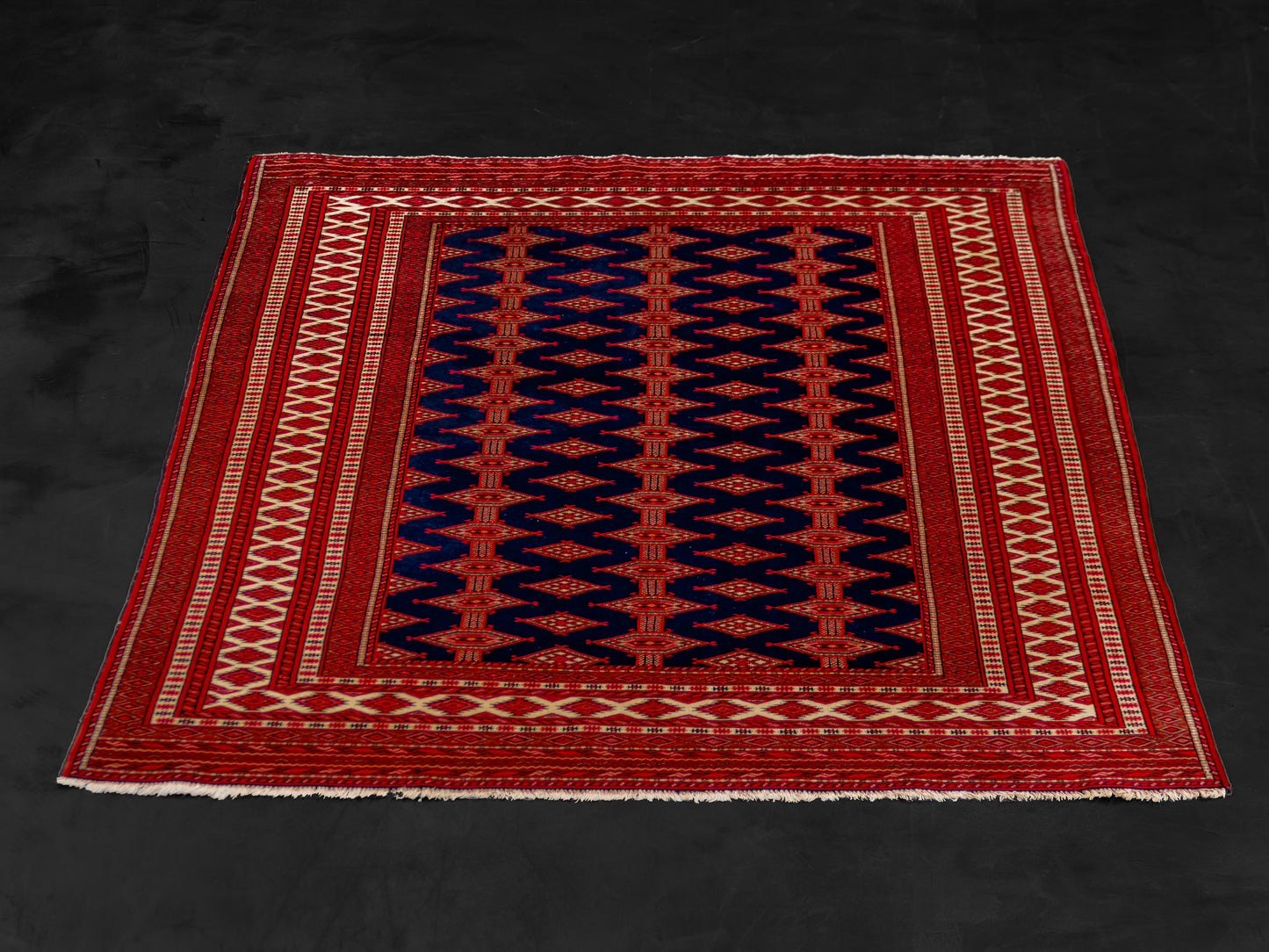 Persian Bokhara Hand-Knotted Wool Area Rug