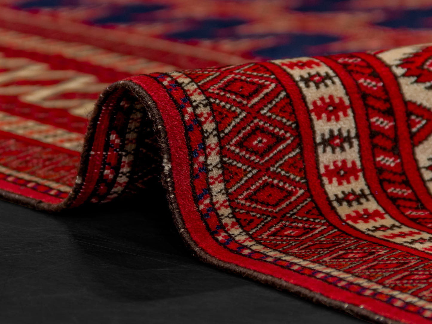 Persian Bokhara Hand-Knotted Wool Area Rug