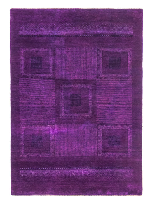 Indian Contemporary Gashgai Wool Purple Area Rug with Geometric Pattern featured #7584779665578 