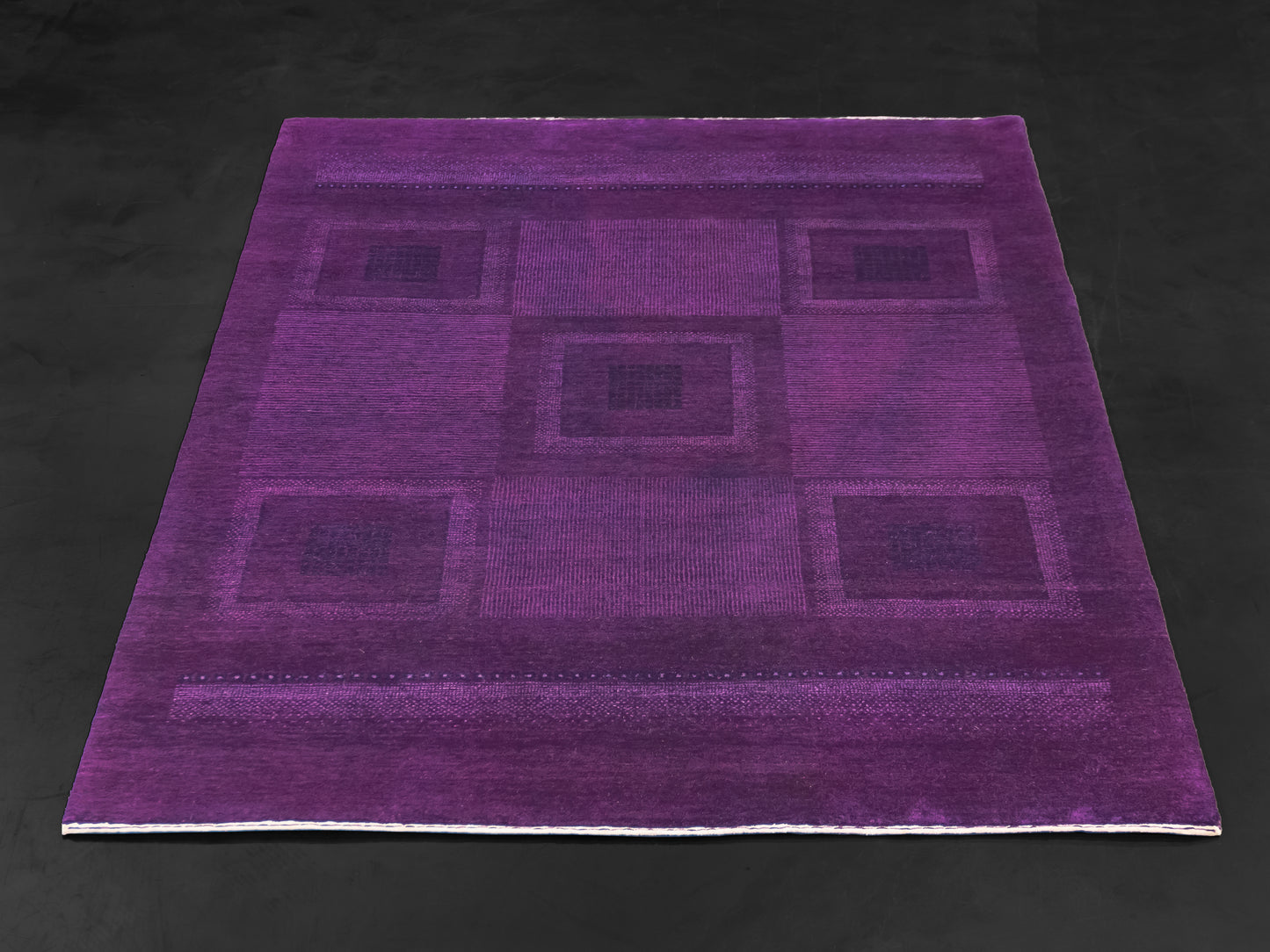 Indian Contemporary Gashgai Wool Purple Area Rug with Geometric Pattern