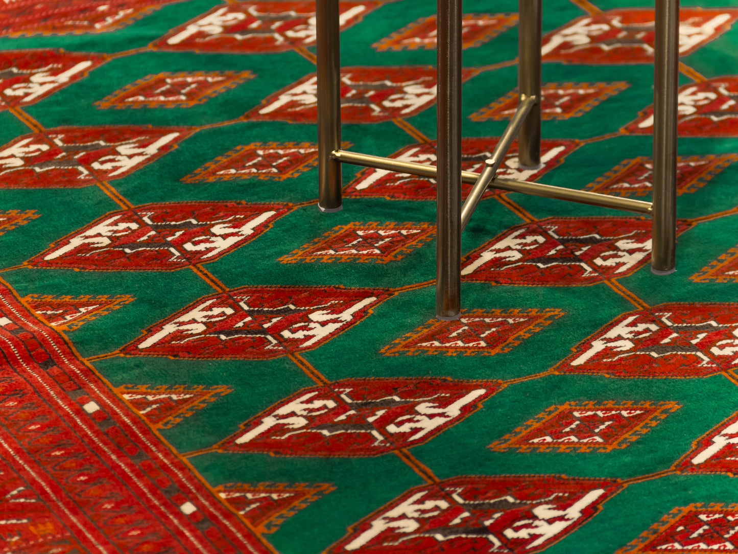 Handmade Traditional Fine Red And Green Bokhara Persian Wool Rug product image #29971684196522