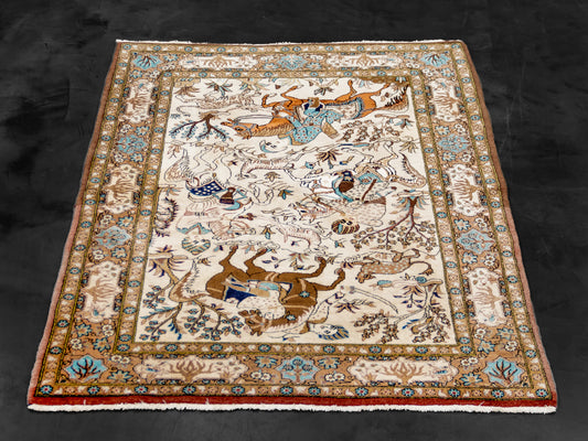 737 - Hand-Knotted Fine Persian Qom Wool And Silk Rug