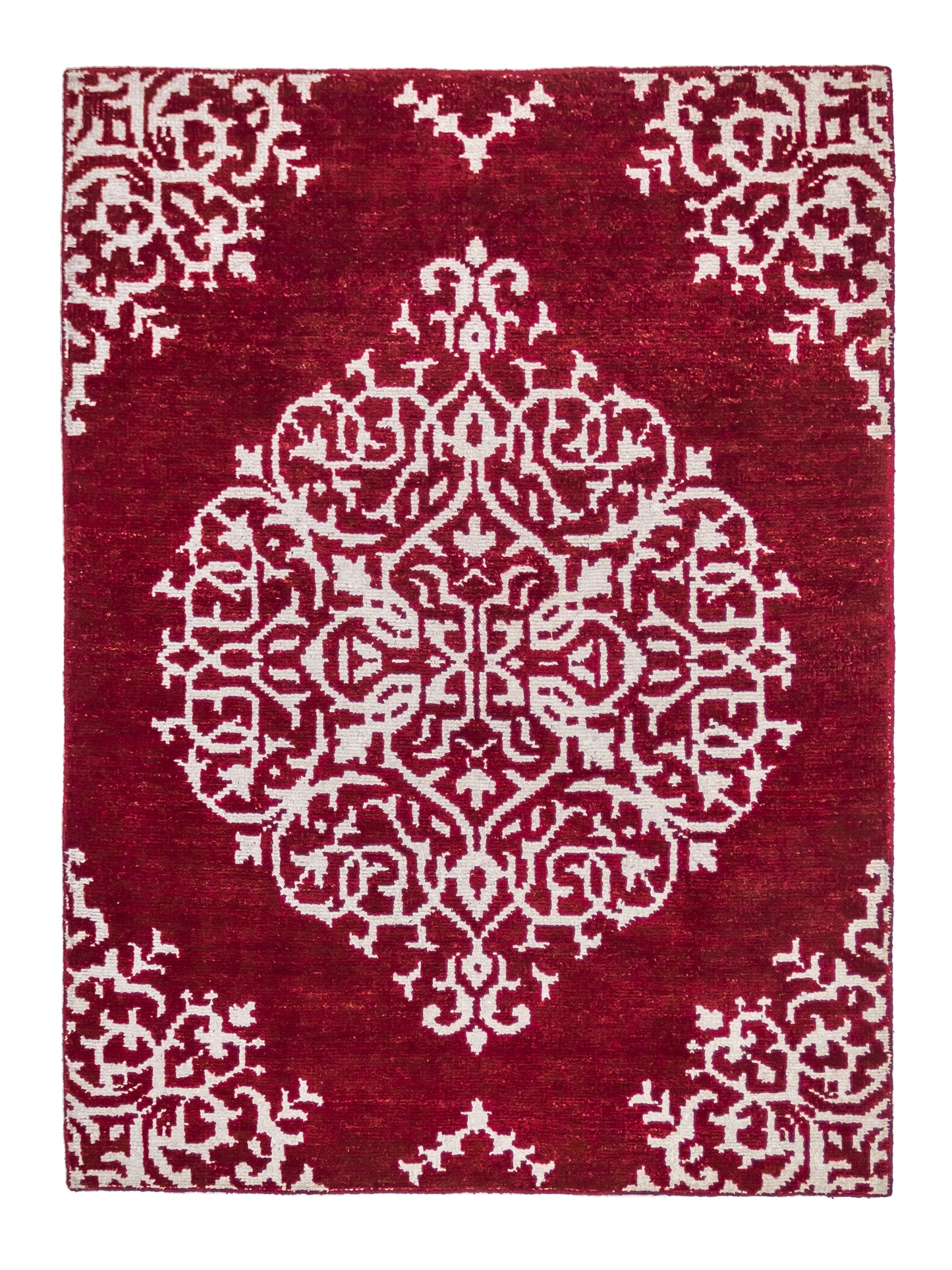 Handmade Modern Indian Wool And Silk Burgundy Area Rug product image #29971701530794