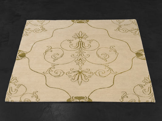 Gold Ivory Handmade Nepal Modern Wool And Silk Rug