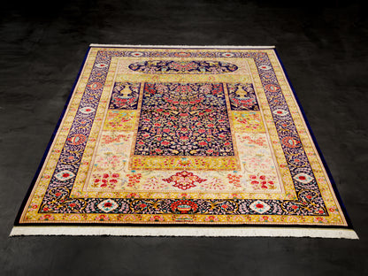 Persian Machine-made Silk Floral Area Rug-id3
