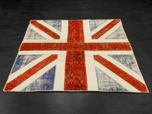 Vintage Union Jack Turkish Wool Area Rug