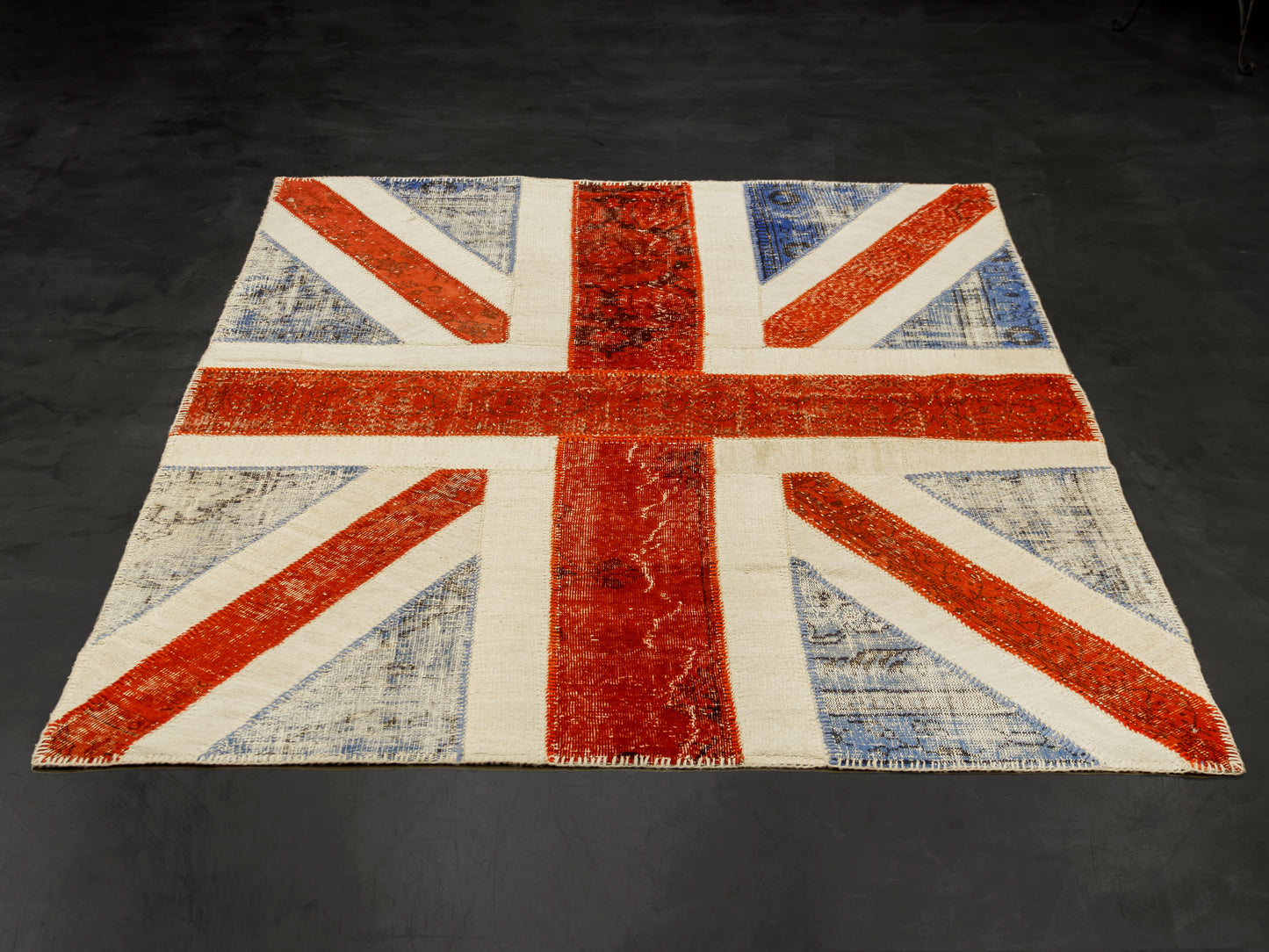 Vintage Union Jack Turkish Wool Area Rug