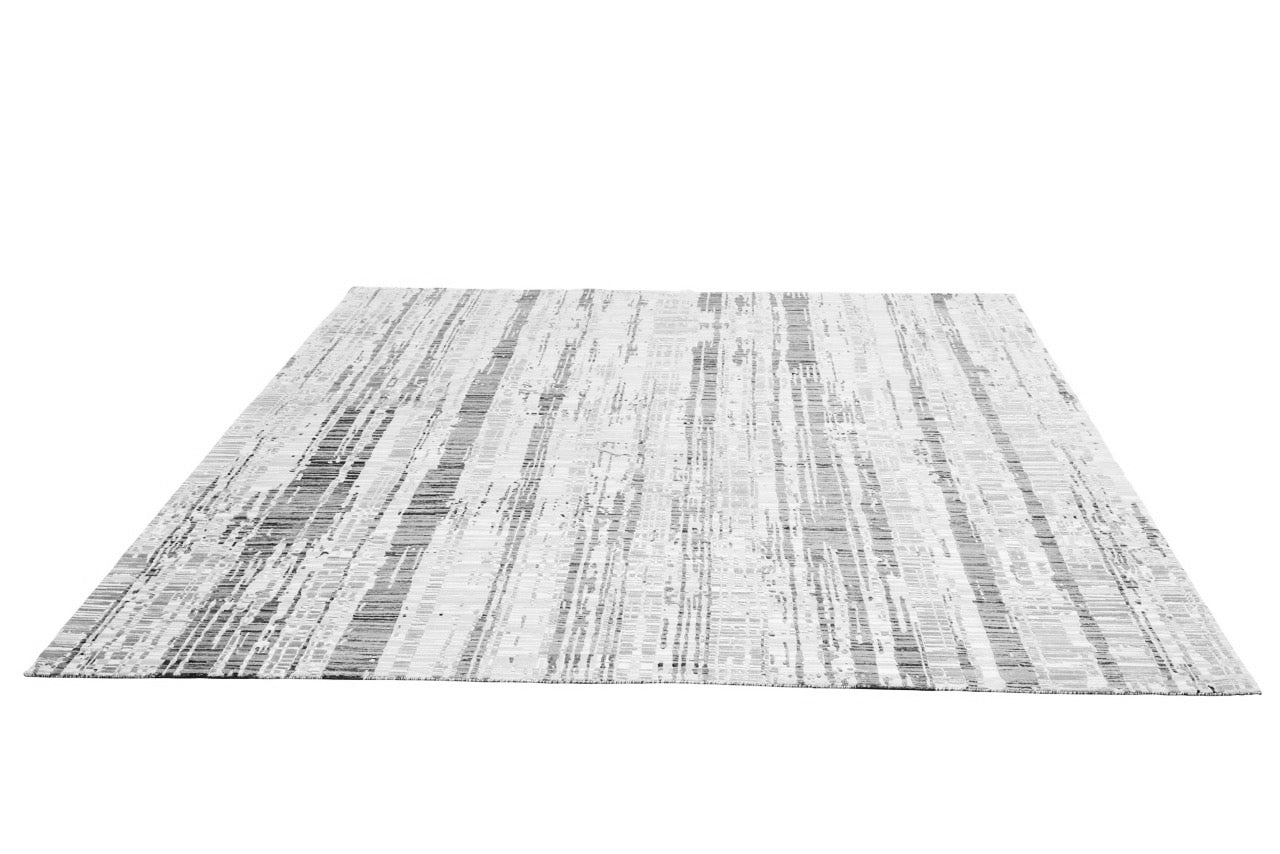 Abstract Wool Silk Handmade Indian Area Rug