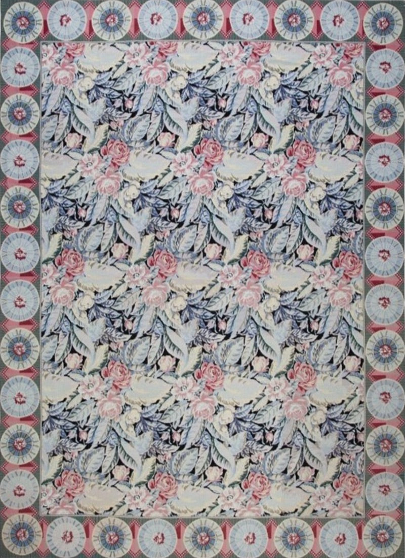 China Floral Needlepoint French Country Handmade Wool Area Rug product image #29394314002602