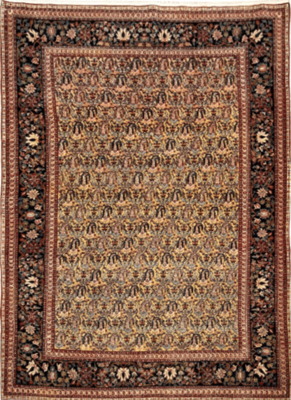 Fine Handmade Real Persian Farahan Antique Boteh Paisley Area Rug-id1
