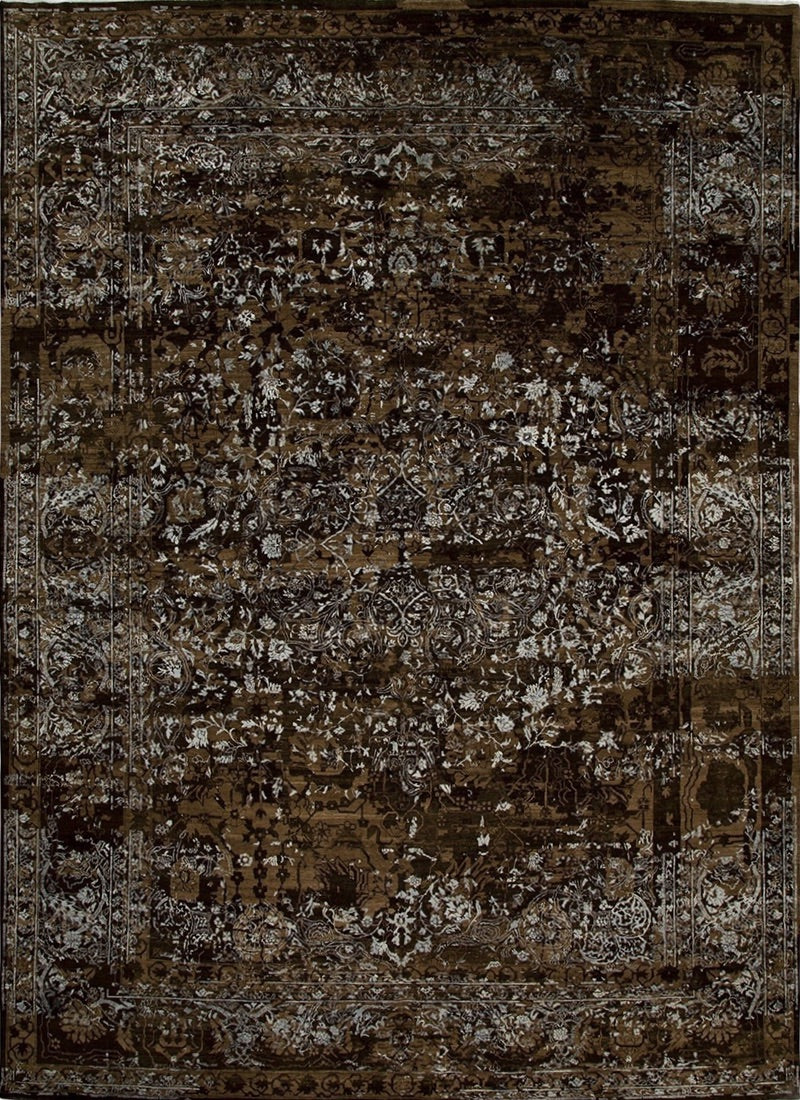 Indian Vintage Fine Handmade Wool And Silk Rug