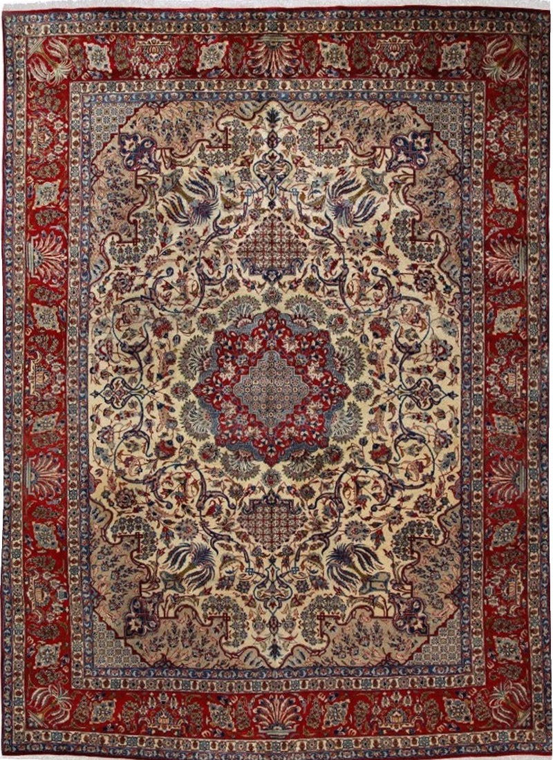 Traditional Persian Isfahan Medallion Handmade Wool Area Rug