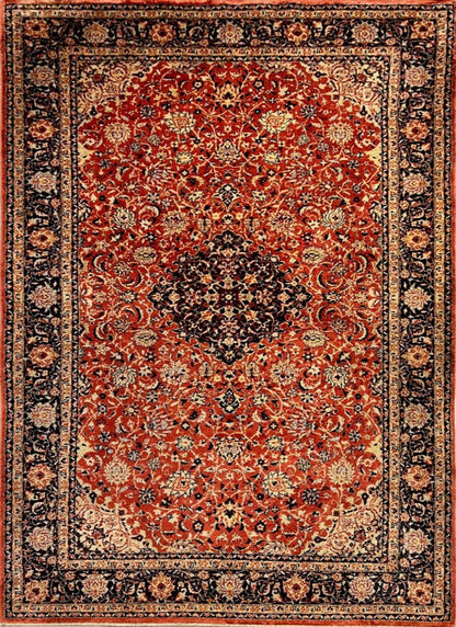 Traditional Medallion Kasmir Silk Rug Semi-Antique Carpet-id1

