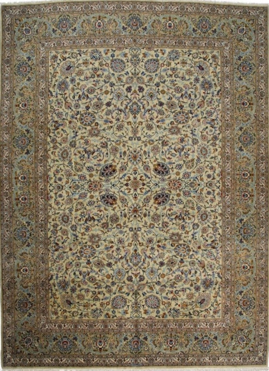 Traditional Persian Kashan Handmade Wool And Silk Carpet