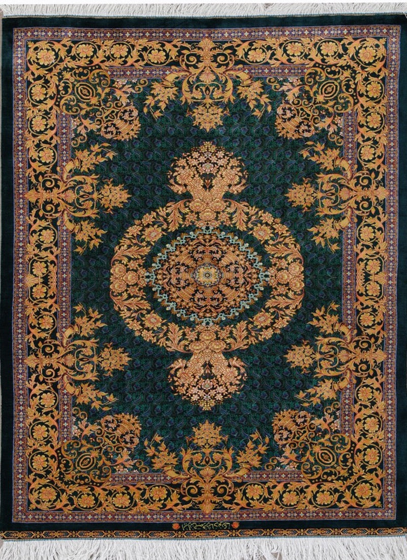 Pure Silk Traditional Persian Qom Fine Handmade Carpet