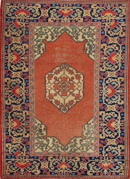 Traditional Turkish Vintage Wool Area Rug-id1
