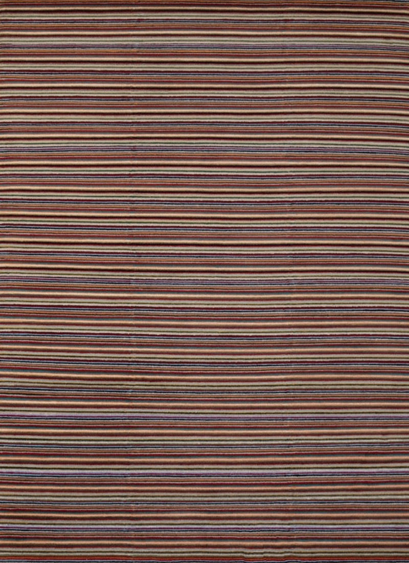 Modern Wool Striped Multicolor Indian Area Rug