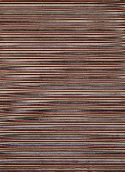 Modern Wool Striped Multicolor Indian Area Rug-id1
