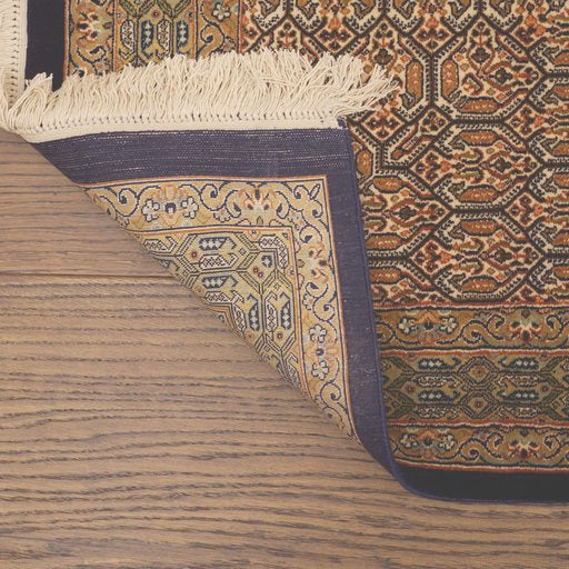 Kashmir Pure Silk Area Rug with a Herati/Fish Design.