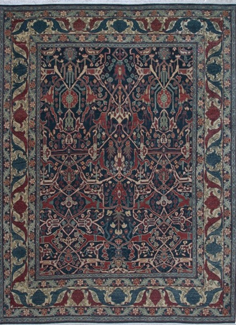 Traditional Handmade Wool Area Rug with A floral Pattern