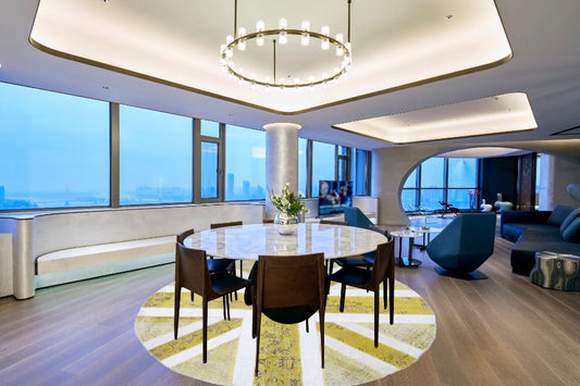 Vintage Yellow Patchwork Turkish Wool Oval Union Jack Rug Carpet