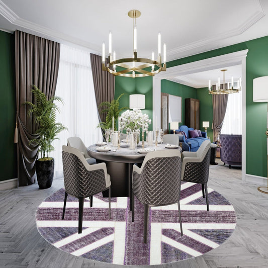 Vintage Patchwork Union Jack Turkish Oval Rug