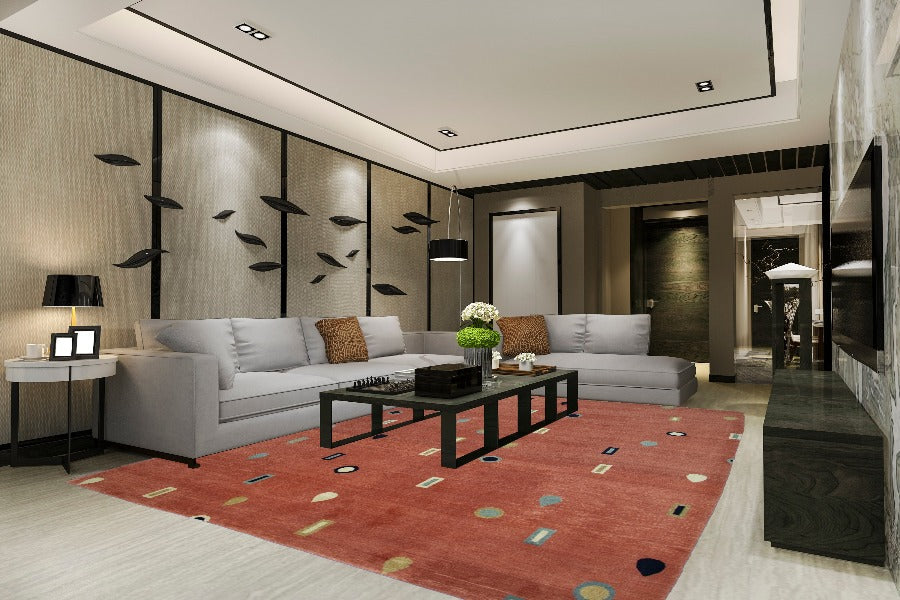 Handmade Indian Tibetan Handmade Wool Carpet With Contemporary Navajo Design