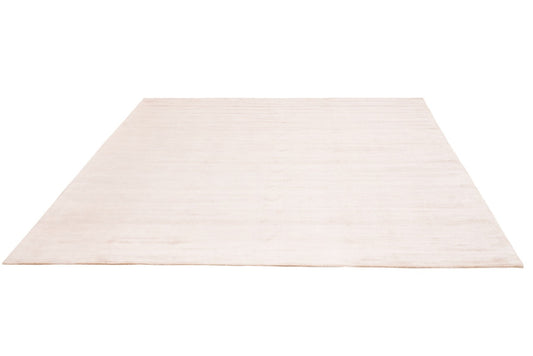 Modern Indian Handmade Beige Bamboo Silk Rug