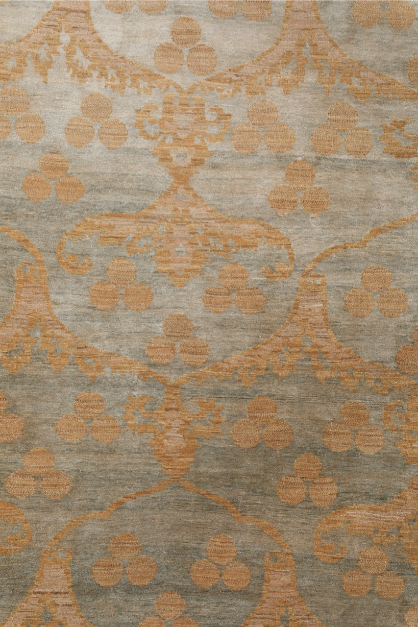Pakistan Handmade Modern Wool And Silk Runner Rug