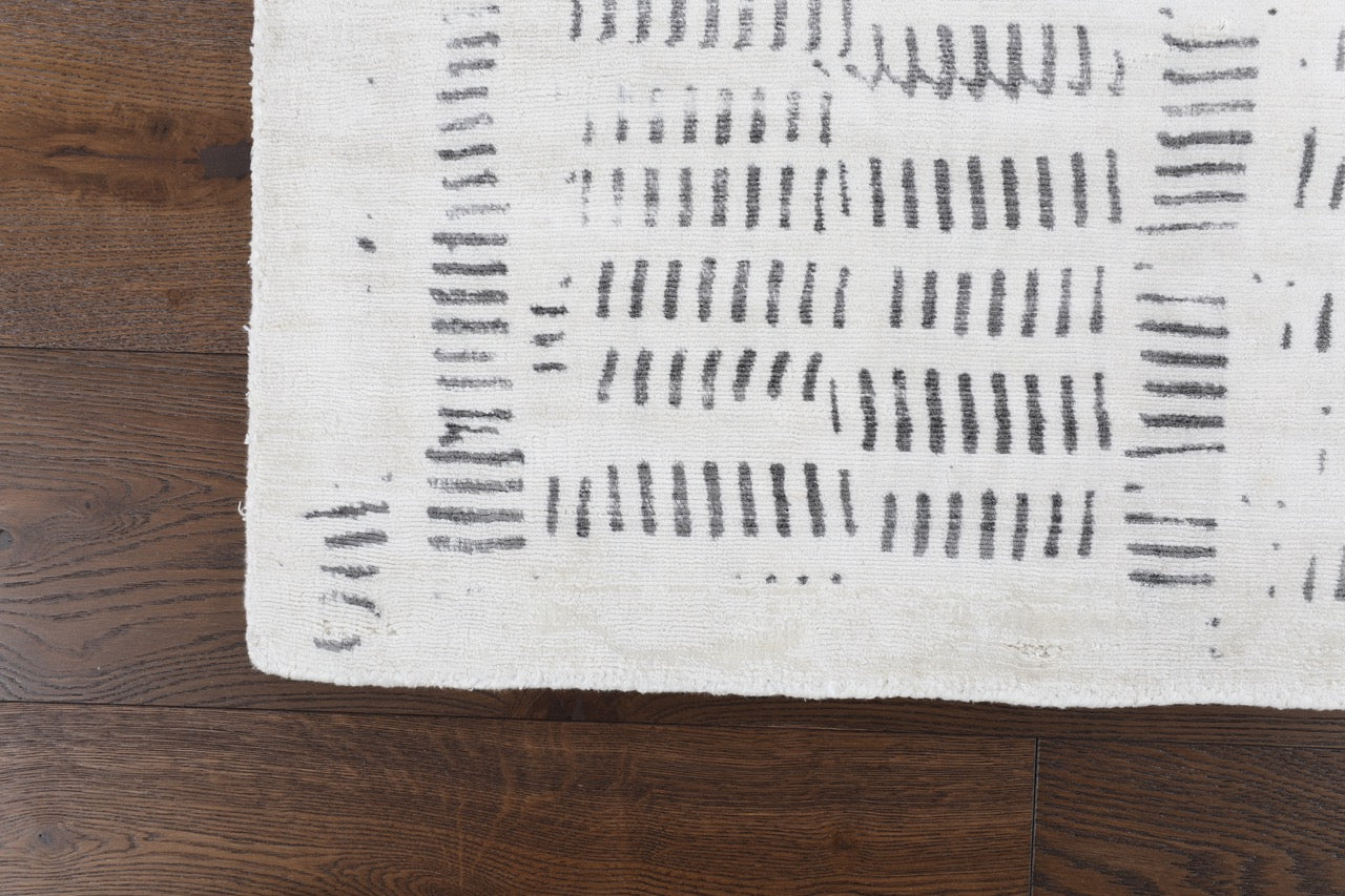 Hand Tufted Indian Modern Abstract Pattern Grey Ivory Area Rug