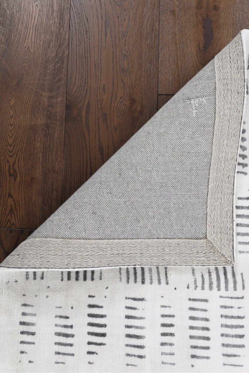 Hand Tufted Indian Modern Abstract Pattern Grey Ivory Area Rug