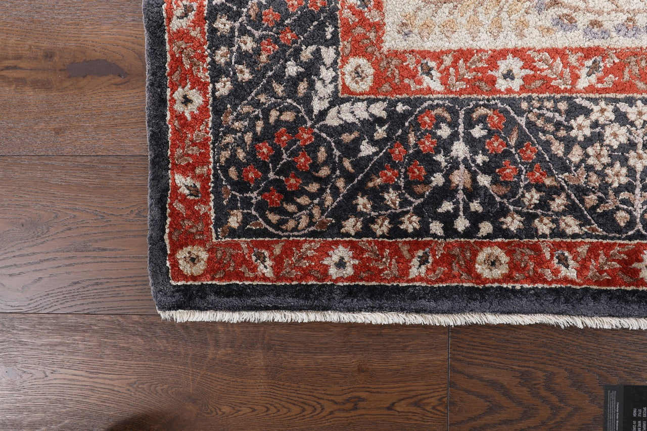 Semi Antique Silk Kashmir Rug French Design