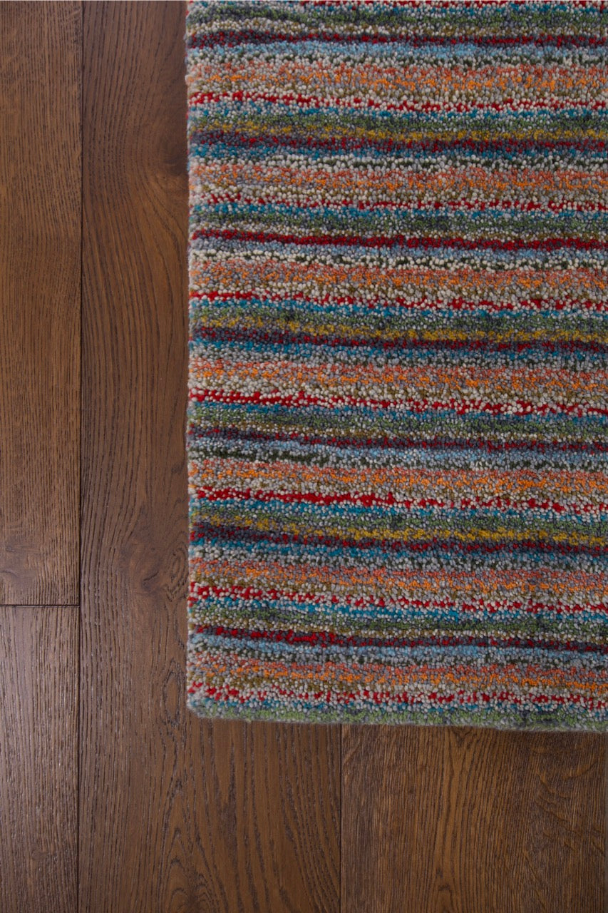 Handmade Indian Modern Striped Wool Kilim