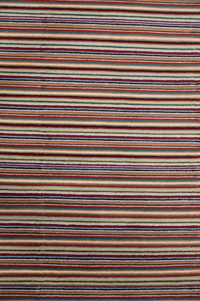 Modern Wool Striped Multicolor Indian Area Rug product image #27609789300906