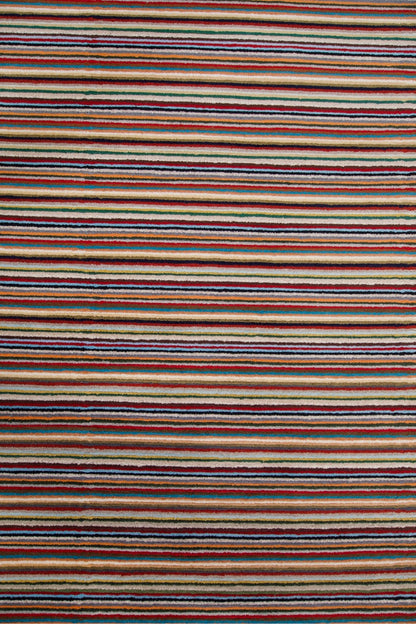 Modern Wool Striped Multicolor Indian Area Rug-id3
