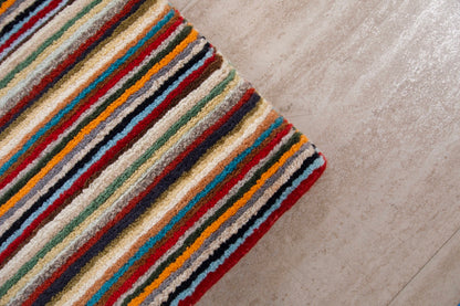 Modern Wool Striped Multicolor Indian Area Rug-id4
