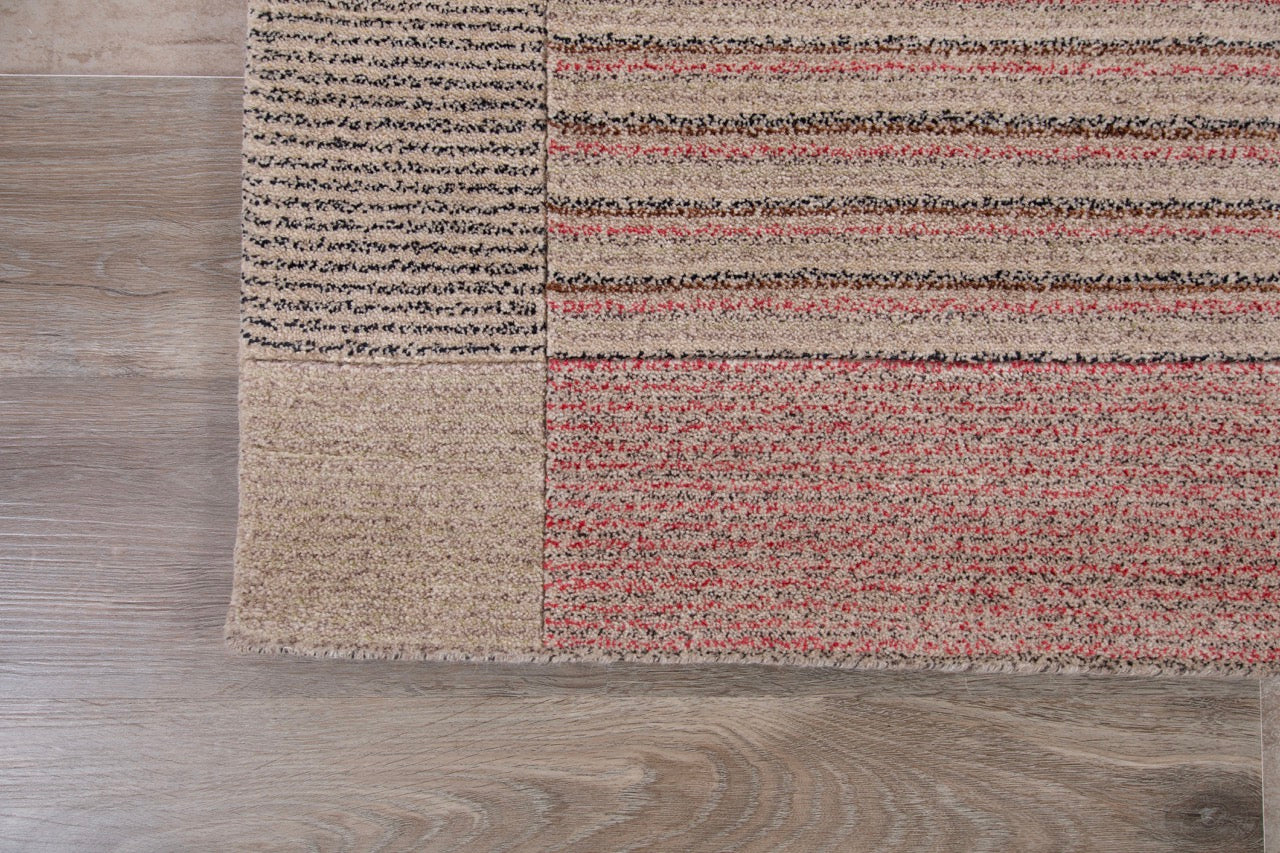 Modern Handmade Wool And Silk Multicolor Nepali Area Rug