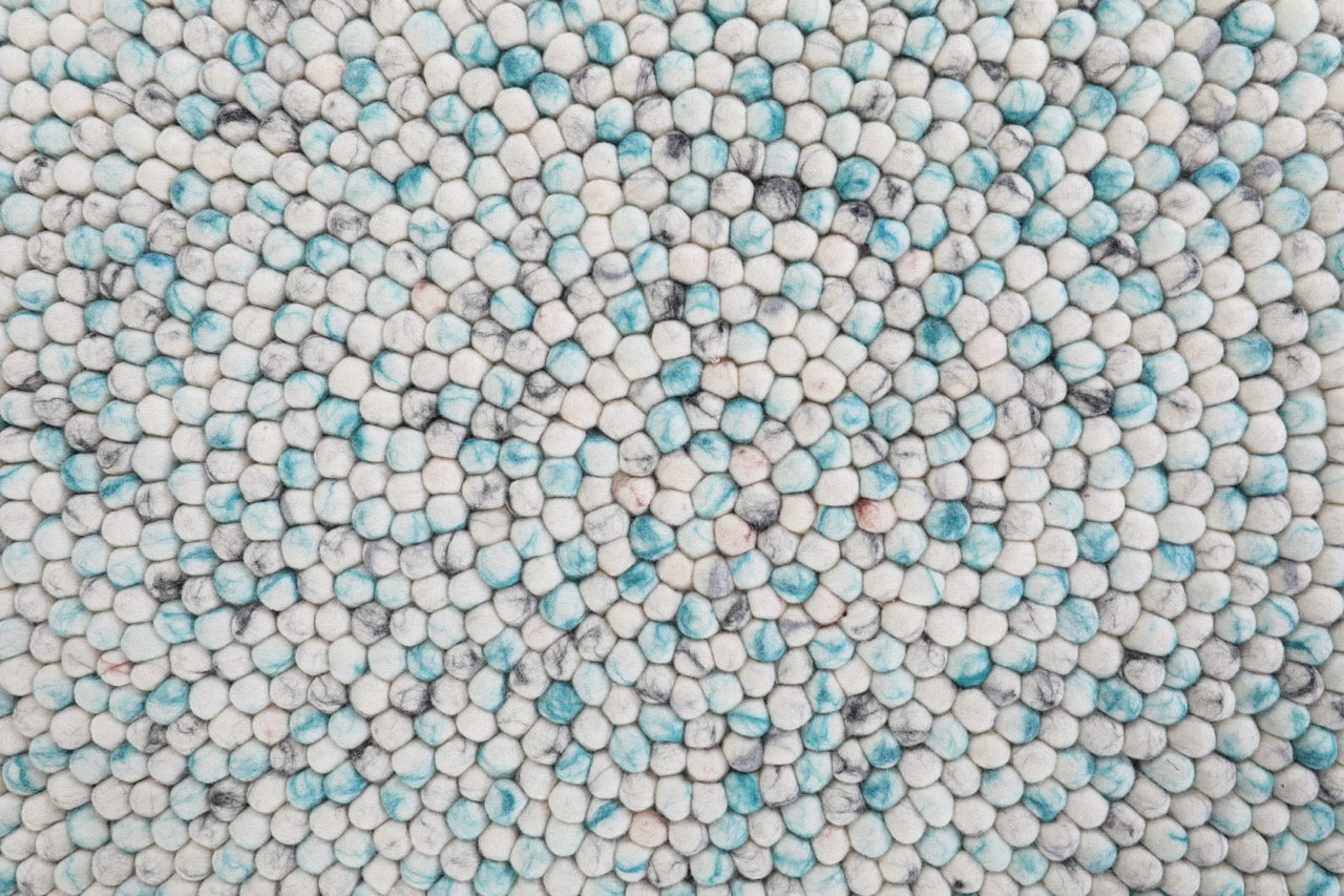 Modern felt Multicolor Blue Wool Rug
